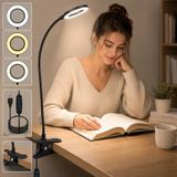 Kyrotech Klipsli LED Kitap Okuma Lambası USB Girişli Aydınlatma Esnek Kollu Metal Ders Çalışma Makyaj TikTok YouTube Canlı Yayın İçerik Üretim Işığı Göz Yormaz Modern 3 Renk Modlu Sarı Beyaz Gün Işığı