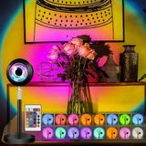 Kyrotech RGB Sunset Gün Batımı Projektör, 16 Renk Modlu, LED Ambiyans Işığı, HD Kristal Lens, 360° Döner Başlık, Uzaktan Kumandalı, Ayarlanır Parlaklık, Fotoğraf ve Sosyal Medya İçin Dekoratif Lamba