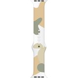 Kyver Apple Watch Seri 10 46MM, Seri 9/8/7/6/se/5/4/3 Desenli Silikon Kordon 45MM 44MM 42MM Uyumlu Krem-Yeşil