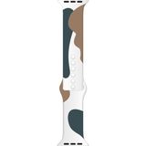 Kyver Apple Watch Seri 10 46MM, Seri 9/8/7/6/se/5/4/3 Desenli Silikon Kordon 45MM 44MM 42MM Uyumlu Yeşil-Kahve