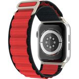 Kyver Apple Watch Seri 10/9/8/7/6/se/5/4/3 Alpne Loop Kordon 46/45/44/42MM ve 41/40/38MM Uyumlu - Siyah - Kırmızı - 42/44/45/46mm