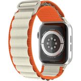 Kyver Apple Watch Seri 10/9/8/7/6/se/5/4/3 Alpne Loop Kordon 46/45/44/42MM ve 41/40/38MM Uyumlu - Turuncu - Beyaz - 42/44/45/46mm