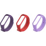 Kyver Xiaomi Mi Band 4 ve 3 Uyumlu Silikon Kordon 3'lü Set 18 - Mor - Şarap Kırmızısı