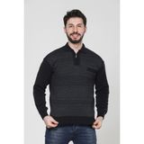 Kzc Tekstil Erkek Baba Orta Yaş ve Üzeri Triko Örgü Akrilik Kışlık Regular Fit Cepli Fermuarlı Polo Yaka Kazak - Lacivert