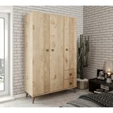 Kzn Home Akasya 3 Kapaklı 2 Çekmeceli Kahverengi Mdf Gardrop