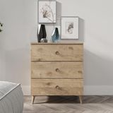 Kzn Home Gardenya 3 Çekmeceli Meşe Şifonyer - Tamamı 1. Kalite Mdf