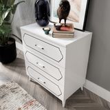 Kzn Home Hayal 3 Çekmeceli Beyaz Şifonyer MDF 68 cm Genişlik 81 cm Yükseklik 42 cm Derinlik
