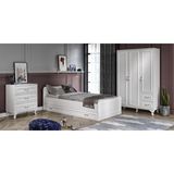 Kzn Home Kartopu Country Oda Takımı - 3 Kapaklı Gardırop, Yavrulu Karyola, 3 Çekmeceli Şifonyer Tamamı Mdf - Beyaz