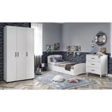 Kzn Home Soft Çocuk Odası Takımı Beyaz Karyola 3 Kapaklı Gardırop