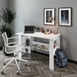 Kzn Home Study Beyaz Raflı Çalışma Masası Bilgisayar Masası Ofis Masası -