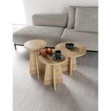 Kznmob Home Mush 3lü Zigon Sehpa, Beyaz, Ceviz, Meşe, Traverten Desenli- Tamamı Mdf - Lefkas Meşe