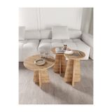 KZNMOB HOME Mush 3lü Zigon Sehpa, Beyaz, Ceviz, Meşe, Traverten Desenli- Tamamı MDF