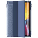 Kzy Apple iPad 10.2 2021 Deri Görünümlü Stantlı Silikon Tablet Kılıfı - Lacivert