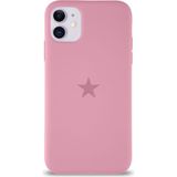Kzy Apple iPhone 11 ile Uyumlu Kapak Yıldız Logolu Içi Kadife Lansman Silikon Kılıf - Pembe
