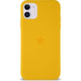 Kzy Apple iPhone 11 ile Uyumlu Kapak Yıldız Logolu Içi Kadife Lansman Silikon Kılıf - Sarı