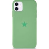 Kzy Apple iPhone 11 ile Uyumlu Kapak Yıldız Logolu Içi Kadife Lansman Silikon Kılıf - Yeşil