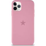 Kzy Apple iPhone 11 Pro ile Uyumlu Kapak Yıldız Logolu Içi Kadife Lansman Silikon Kılıf - Pembe
