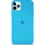 Kzy Apple iPhone 11 Pro Max ile Uyumlu Kapak Yıldız Logolu Içi Kadife Lansman Silikon Kılıf - Açık Mavi
