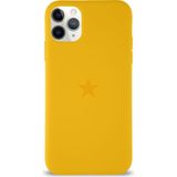 Kzy Apple iPhone 11 Pro Max ile Uyumlu Kapak Yıldız Logolu Içi Kadife Lansman Silikon Kılıf - Sarı