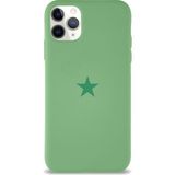 Kzy Apple iPhone 11 Pro Max ile Uyumlu Kapak Yıldız Logolu Içi Kadife Lansman Silikon Kılıf - Yeşil