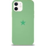 Kzy Apple iPhone 12 ile Uyumlu Kapak Yıldız Logolu Içi Kadife Lansman Silikon Kılıf - Yeşil