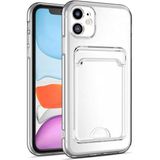 Kzy Apple iPhone 12 Kapak Kamera Korumalı Kartlıklı Şeffaf Silikon Kılıf