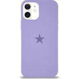 Kzy Apple iPhone 12 Mini ile Uyumlu Kapak Yıldız Logolu Içi Kadife Lansman Silikon Kılıf - Lila