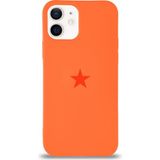 Kzy Apple iPhone 12 Mini ile Uyumlu Kapak Yıldız Logolu Içi Kadife Lansman Silikon Kılıf - Turuncu
