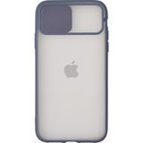KZY Apple iPhone 12 Mini Kapak Lensi Açılır Kapanır Kamera Korumalı Silikon Kılıf - Mavi