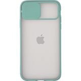 KZY Apple iPhone 12 Mini Kapak Lensi Açılır Kapanır Kamera Korumalı Silikon Kılıf - Su Yeşili