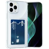Kzy Apple iPhone 12 Pro ile Uyumlu Kapak Kamera Korumalı Kartlıklı Darbe Emici Özellikli Şeffaf Silikon Kılıf