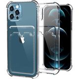 Kzy Apple iPhone 12 Pro Max ile Uyumlu Kapak Kamera Korumalı Kartlıklı Darbe Emici Özellikli Şeffaf Silikon Kılıf