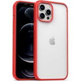 Kzy Apple iPhone 12 Pro Max Kapak Arkası Şeffaf Kenarları Renkli Exclusive Kılıf - Kırmızı