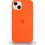 Kzy Apple iPhone 13 ile Uyumlu Kapak Yıldız Logolu Içi Kadife Lansman Silikon Kılıf - Turuncu