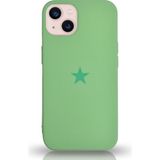 Kzy Apple iPhone 13 ile Uyumlu Kapak Yıldız Logolu Içi Kadife Lansman Silikon Kılıf - Yeşil