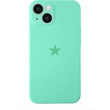 Kzy Apple iPhone 14 ile Uyumlu Kapak Yıldız Logolu Kamera Korumalı Içi Kadife Lansman Silikon Kılıf - Su Yeşili