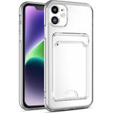 Kzy Apple iPhone 14 Kapak Kamera Korumalı Kartlıklı Şeffaf Silikon Kılıf