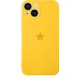Kzy Apple iPhone 14 Plus ile Uyumlu Kapak Yıldız Logolu Kamera Korumalı Içi Kadife Lansman Silikon Kılıf - Sarı