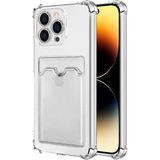 Kzy Apple iPhone 14 Pro Max ile Uyumlu Kapak Kamera Korumalı Kartlıklı Darbe Emici Özellikli Şeffaf Silikon Kılıf