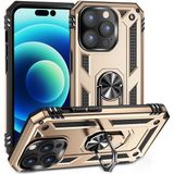 Kzy Apple iPhone 14 Pro Max Kapak Military Yüzüklü Stantlı Panzer Tank Kılıf - Gold