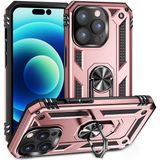 Kzy Apple iPhone 14 Pro Max Kapak Military Yüzüklü Stantlı Panzer Tank Kılıf - Rose Gold