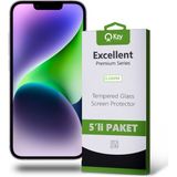Kzy Apple iPhone 14 Temperli Ekran Koruyucu Kırılmaz Cam Ekonomik 5'li Paket - Şeffaf