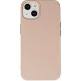 Kzy Apple iPhone 15 Plus ile Uyumlu Içi Kadife Lansman Silikon Kılıf - Pudra