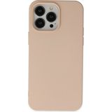 Kzy Apple iPhone 15 Pro Max ile Uyumlu Içi Kadife Lansman Silikon Kılıf - Pudra