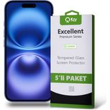Kzy Apple iPhone 16 ile Uyumlu Temperli Ekran Koruyucu Kırılmaz Cam Ekonomik 5'li Paket - Şeffaf
