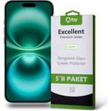Kzy Apple iPhone 16 Plus ile Uyumlu Temperli Ekran Koruyucu Kırılmaz Cam Ekonomik 5'li Paket - Şeffaf
