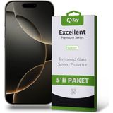 Kzy Apple iPhone 16 Pro ile Uyumlu Temperli Ekran Koruyucu Kırılmaz Cam Ekonomik 5'li Paket - Şeffaf