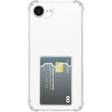 Kzy Apple iPhone 16E Kapak ile Uyumlu Kamera Korumalı Kartlıklı Darbe Emici Özellikli Şeffaf Silikon Kılıf