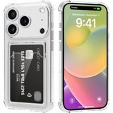 Kzy Apple iPhone 17 Promax Kapak ile Uyumlu Kamera Korumalı Kartlıklı Darbe Emici Özellikli Şeffaf Silikon Kılıf - iPhone 17 Pro Max