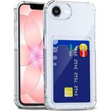 Kzy Apple iPhone 17E Kapak ile Uyumlu Kamera Korumalı Kartlıklı Darbe Emici Özellikli Şeffaf Silikon Kılıf